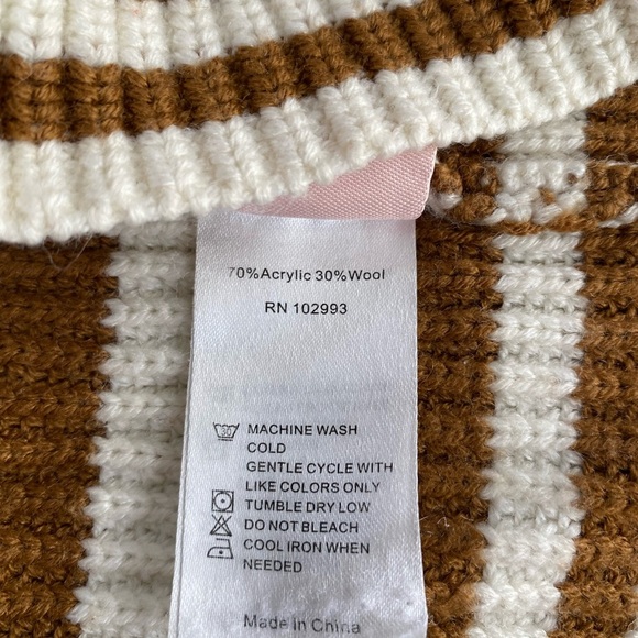 Derek Lam Gracelyn Turtleneck Sweater in Cream & Tan Stripe Size Medium - Picture 7 of 8